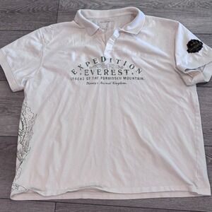 Disney Expedition Everest Polo Mens XXL Cream Yeti Animal Kingdom Graphic Shirt